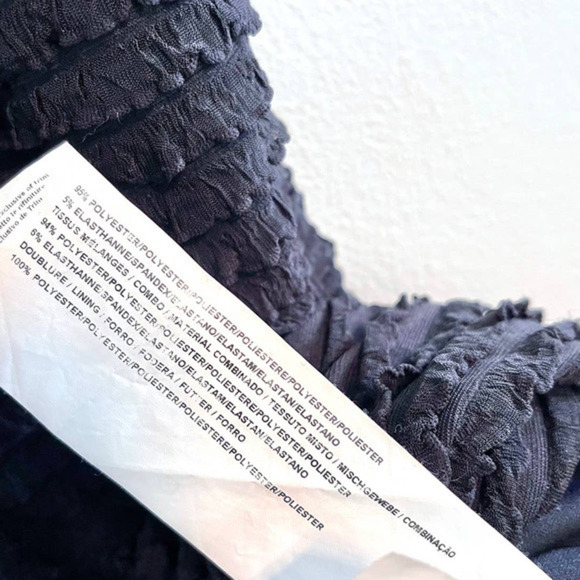 Joseph Ribkoff Beaded Neck Ruffled Sheath Dress | Black Size 8 - Picture 5 of 8